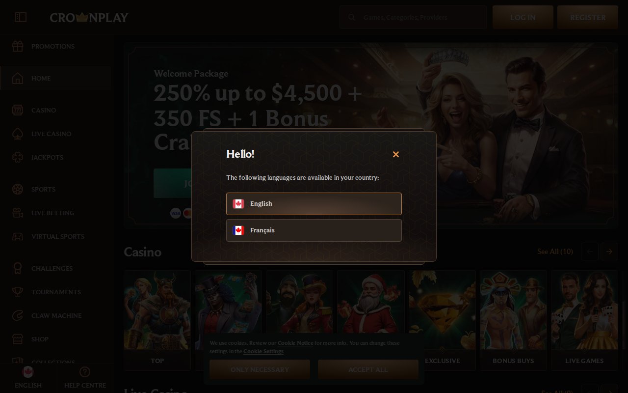 Capture d'écran de Crownplay Casino
